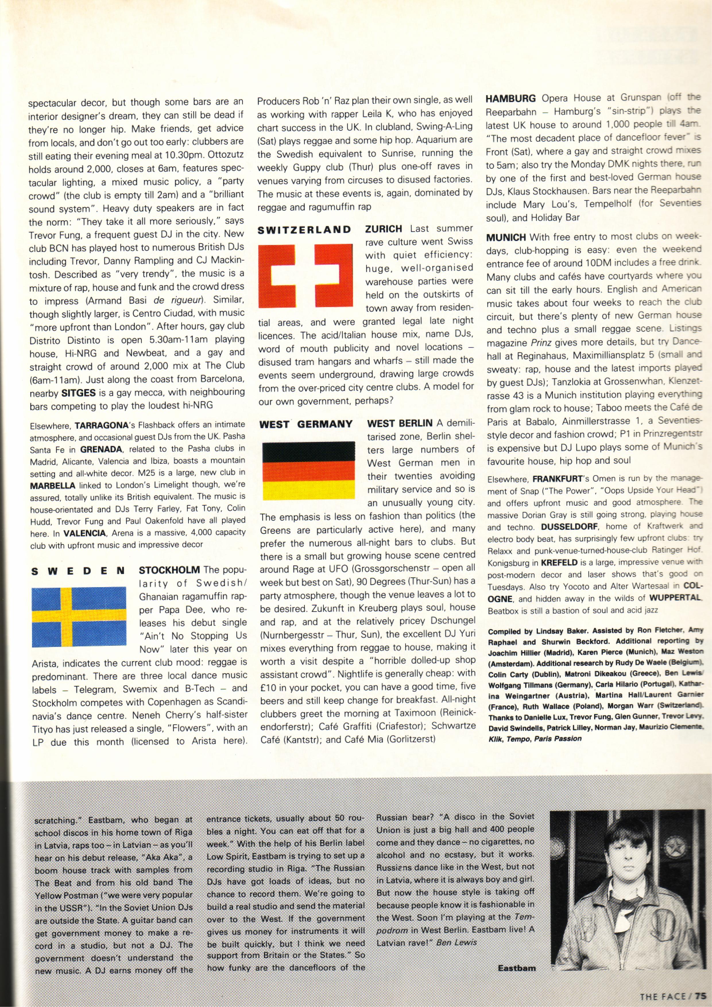 The Face, Euro Clubbing, 1990, Test Pressing, Balearic, Balearic Beat, Disco, House, Mixes, Mellow, Culture, Fashion, Art, Design, The Face,