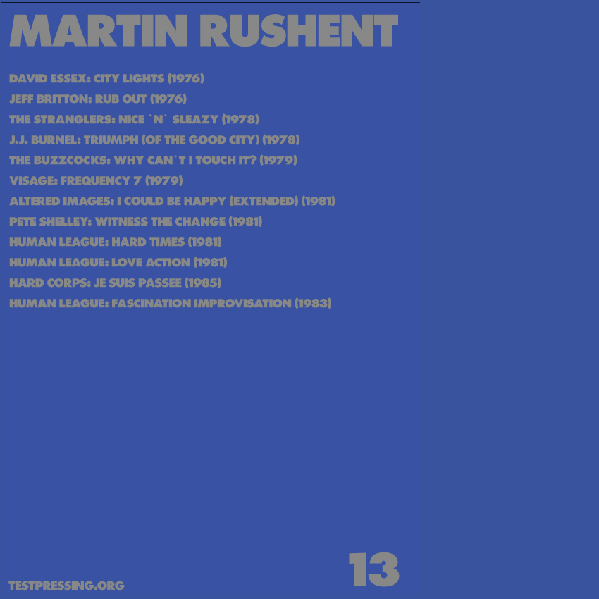 Martin Rushen, Producers Series, Mix, Test Pressing, Balearic, Balearic Beat, Disco, House, Mixes, Mellow, Culture, Fashion, Art, Design, The Face,