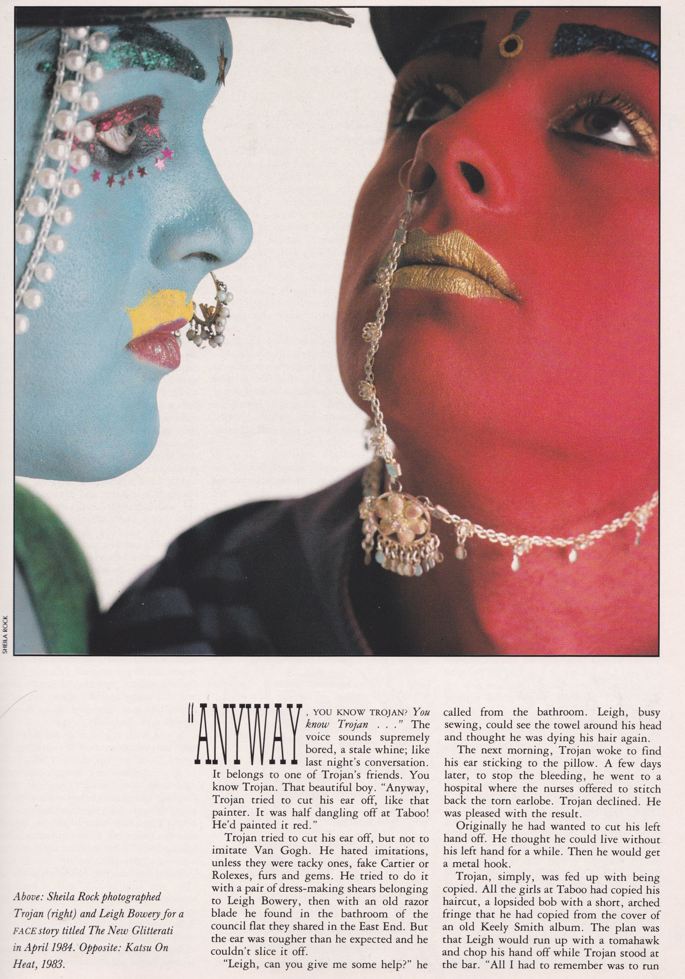 The Torjan Story, The Face, January, 1987, Leigh Bowery, Taboo,