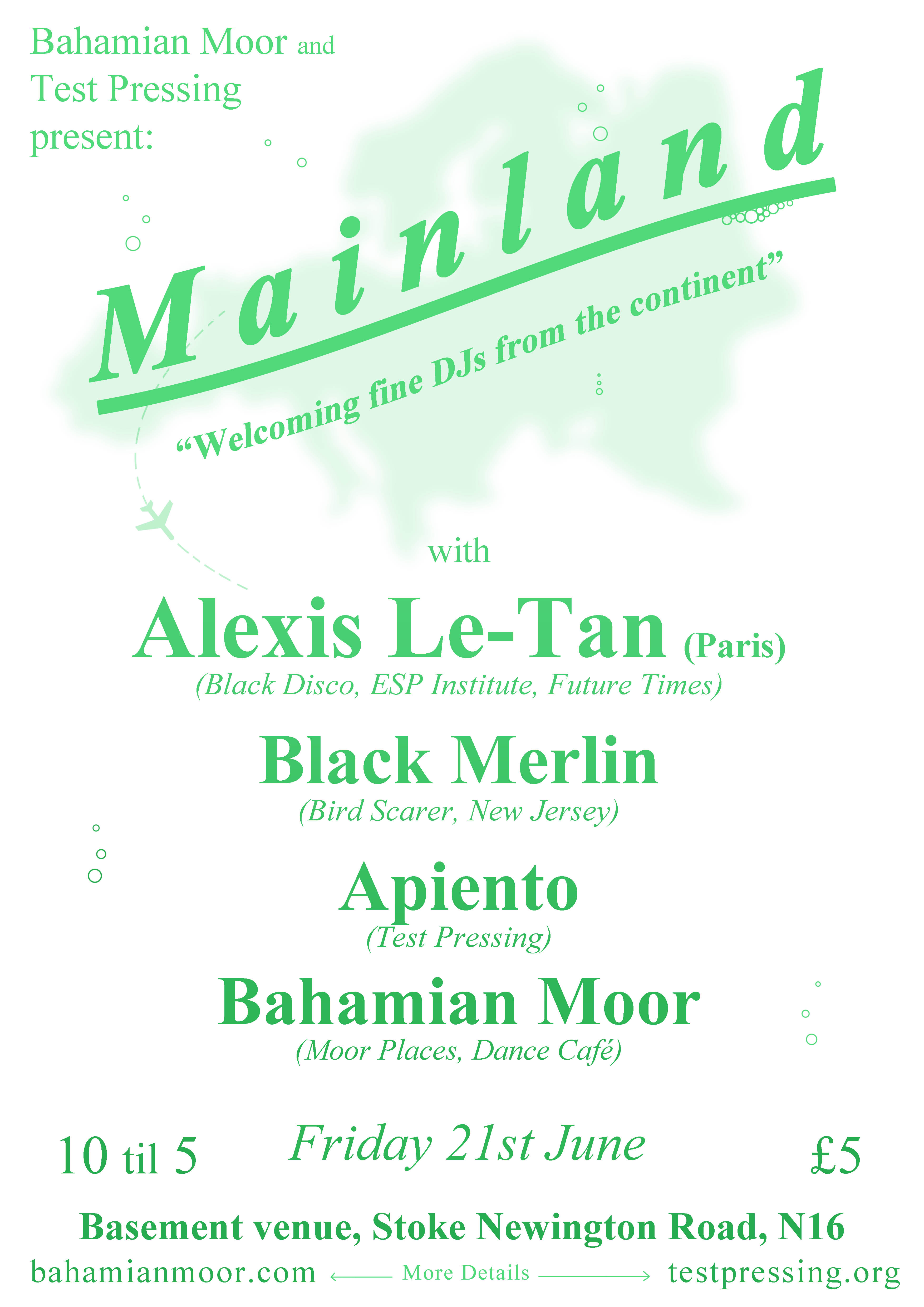 Alexis Le-Tan, Bahamian Moor, Apiento, Black Merlin, Party