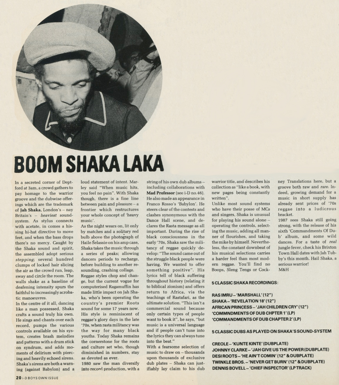 JAH SHAKA, i-D Magazine