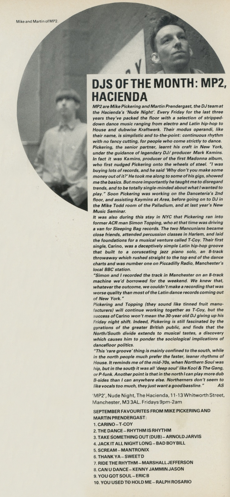 Mike Pickering, Martin Predergast, M2, Nude, Hacienda, i-D Magazine, 1987, September, 