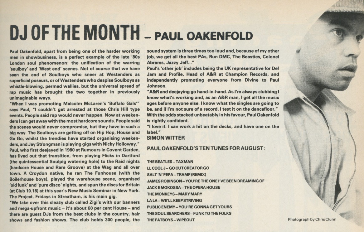 i-D, August, 1987, Magazine, Paul Oakenfold, DJ, 