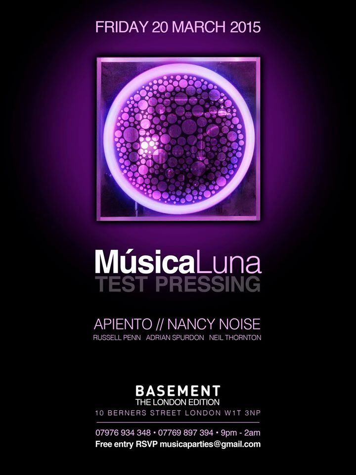 Apiento, Nancy Noise, Test Pressing, Musica , Soho, London