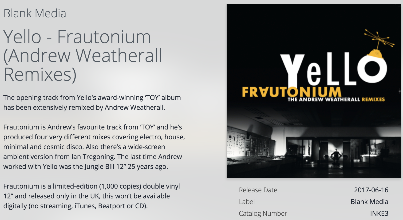 Andrew Weatherall, Yello, Remixes, 