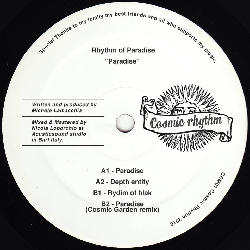 Cosmic Rhythm Records, Rhythm Of Paradise, Label, Italy, House, Test Pressing