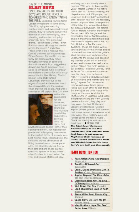 Idjut Boys, i-D, Magazine, February, 1997, DJs Of The Month